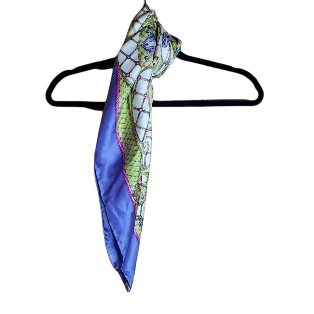 Women's 100% Silk Scarf Absolutely Stunning Purples Greens Golds